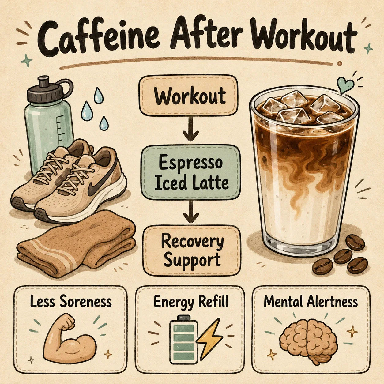 Espresso machine iced latte post workout drink