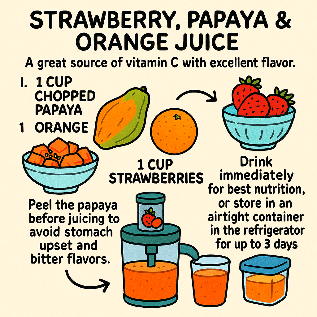 Papaya, Strawberry, and Orange Juice