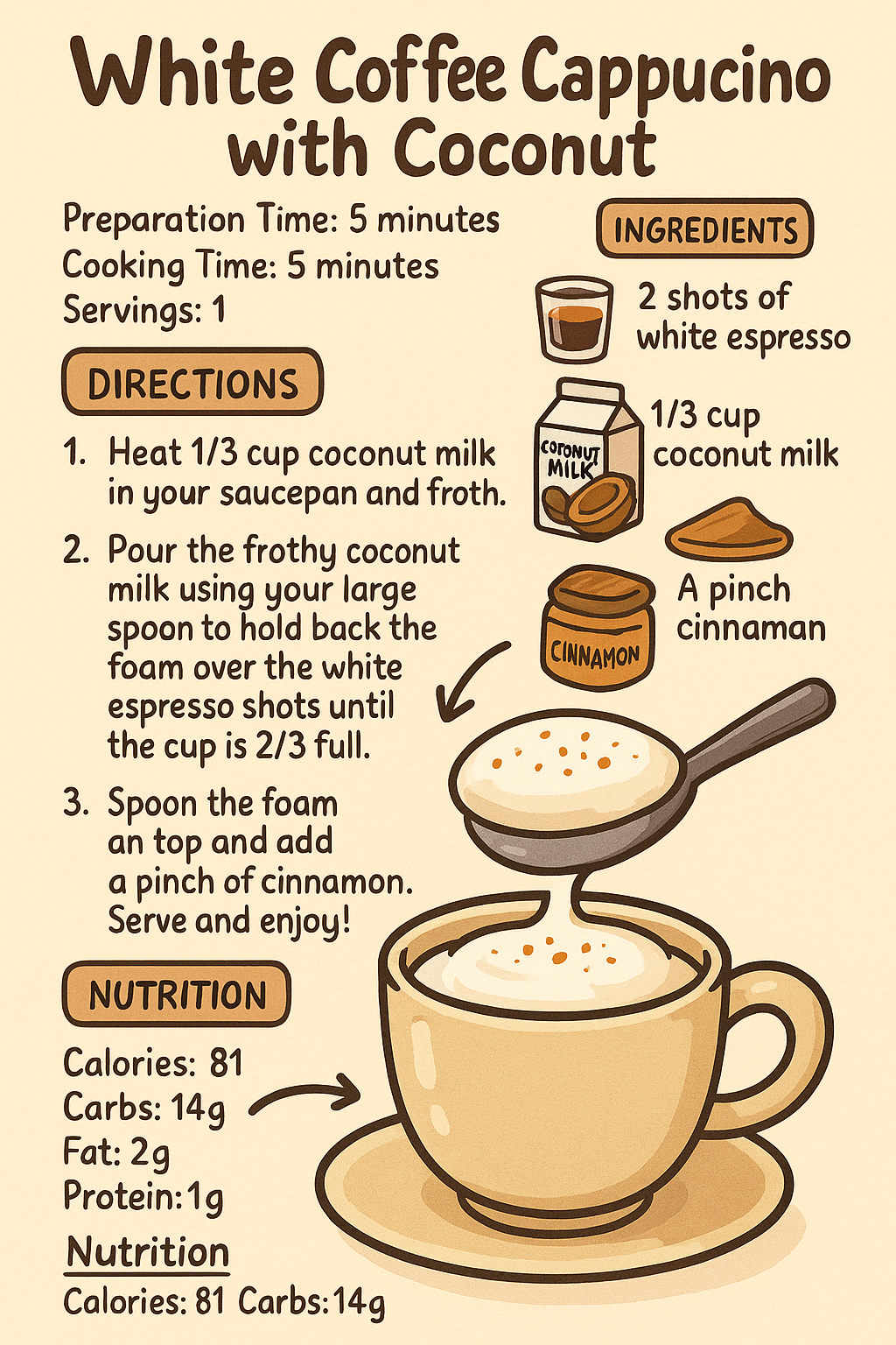 White Coffee Cappuccino with Coconut