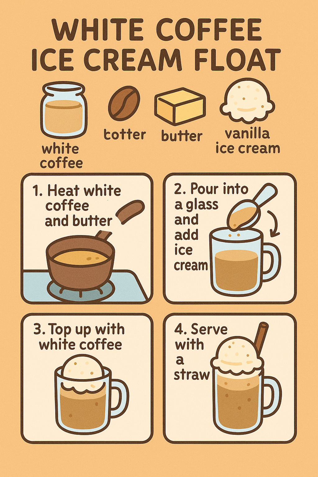 White Coffee Ice Cream Float
