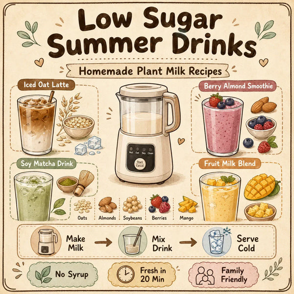 Low sugar summer drinks with homemade plant milk