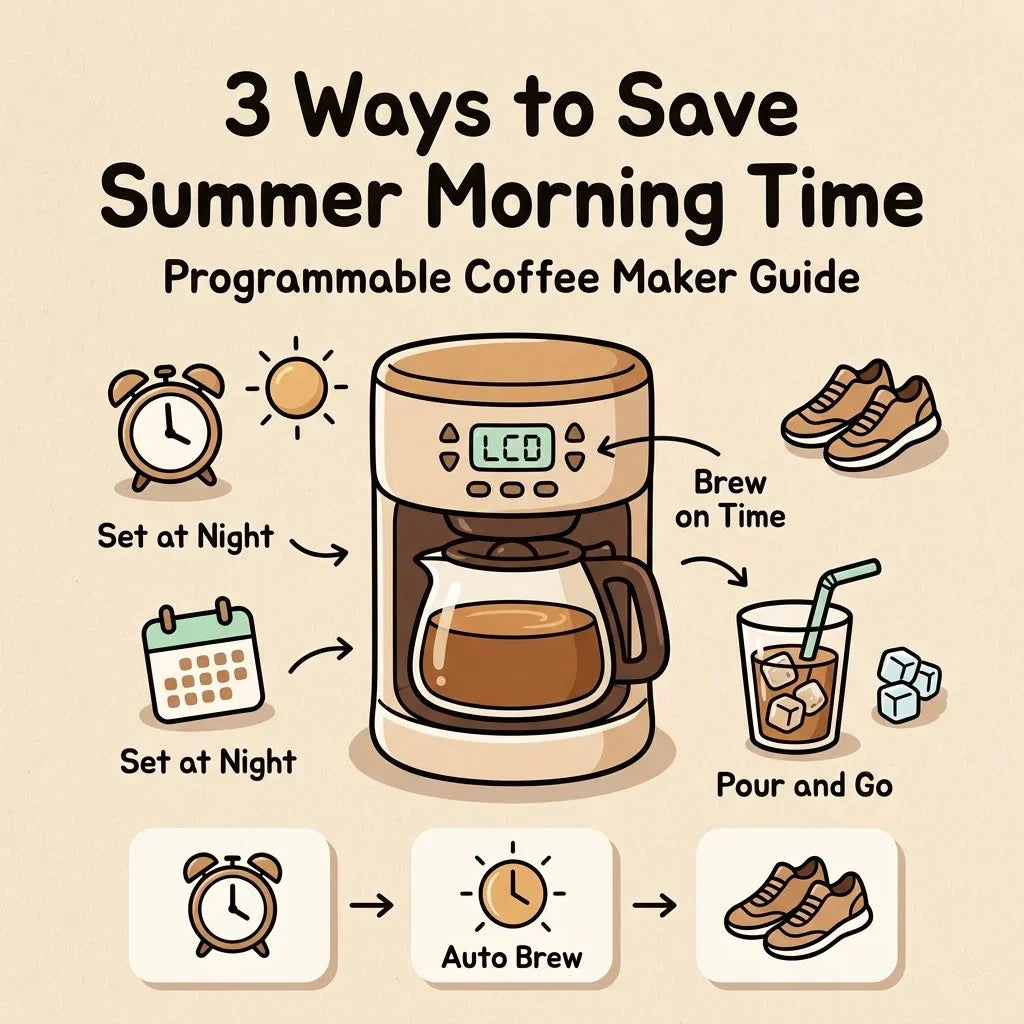 Programmable coffee maker saving time on summer mornings