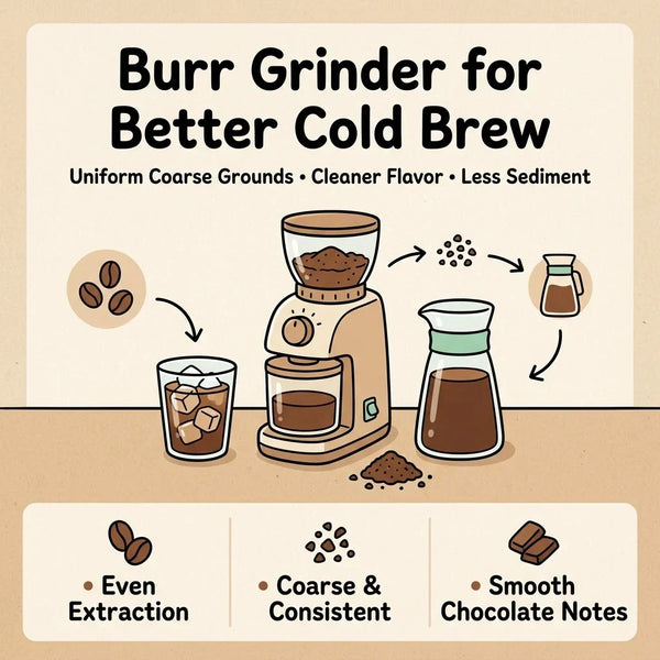 Burr grinder for consistent cold brew with coarse coffee grounds