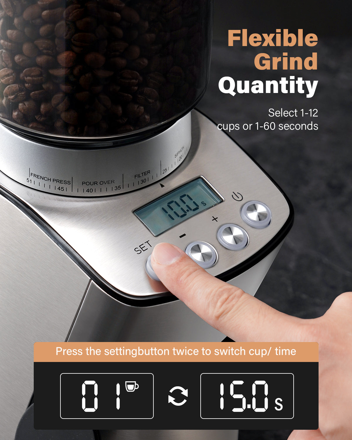 SHARDOR® Burr Coffee Grinder with 51 Precise Settings