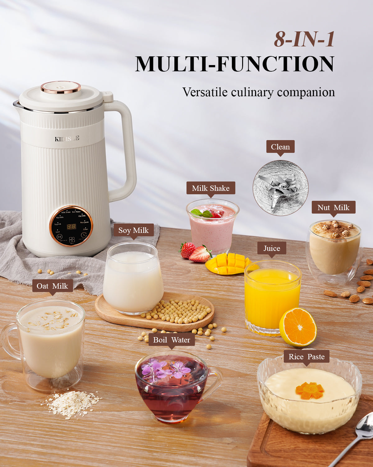 KIDISLE® 32oz Automatic Soy Machine for Homemade Almond White