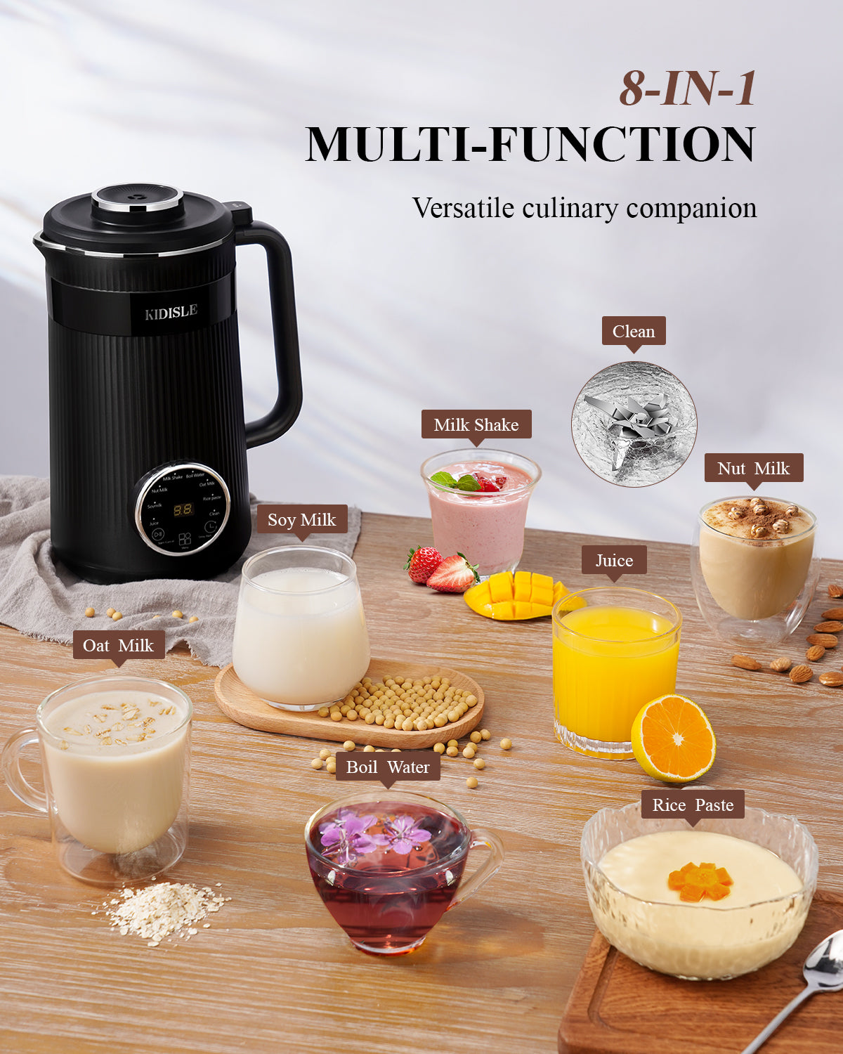 KIDISLE® 32oz Automatic Soy Machine for Homemade Almond Black