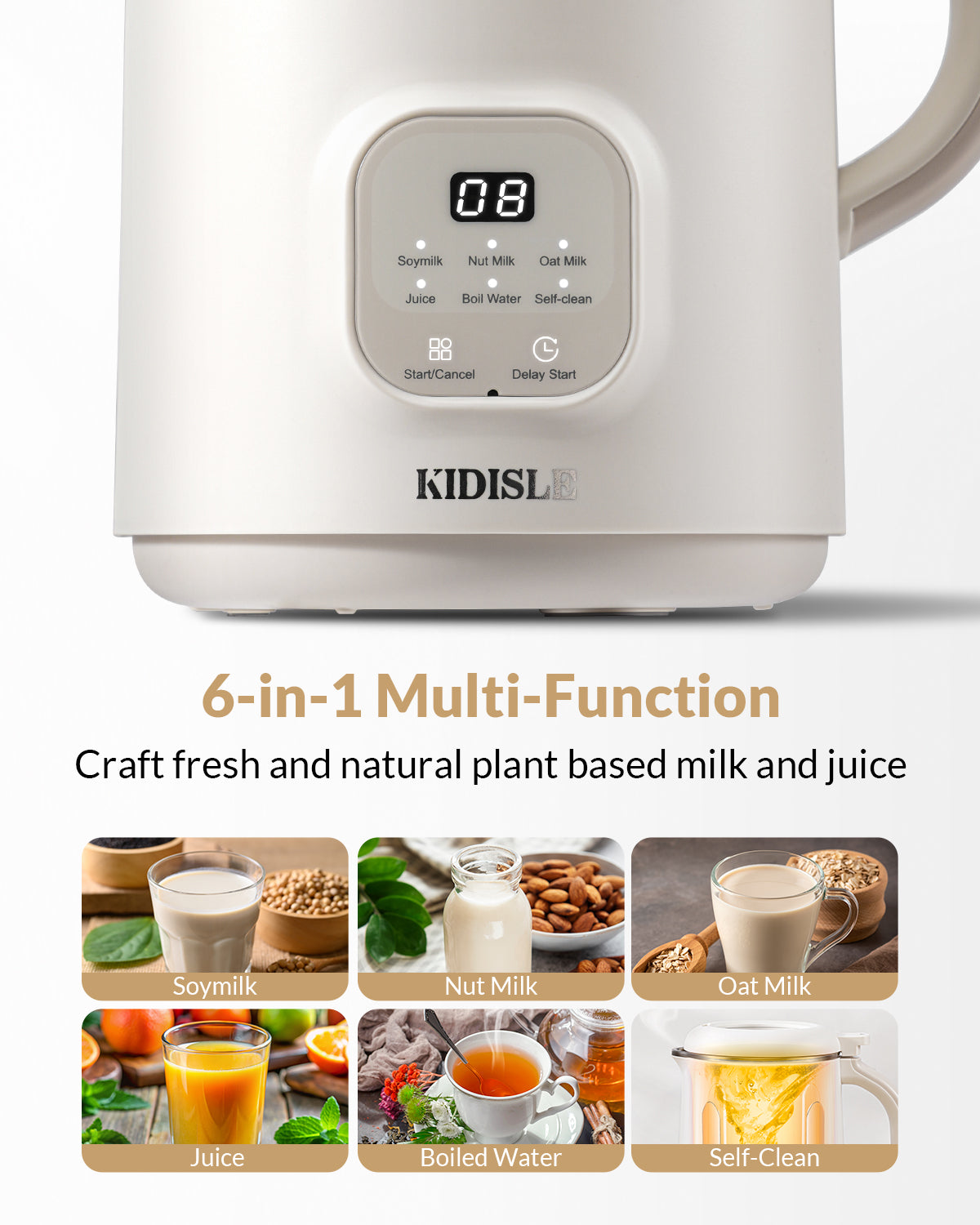 KIDISLE® 6 in 1 Nut Milk Maker , 20oz Homemade Coconut