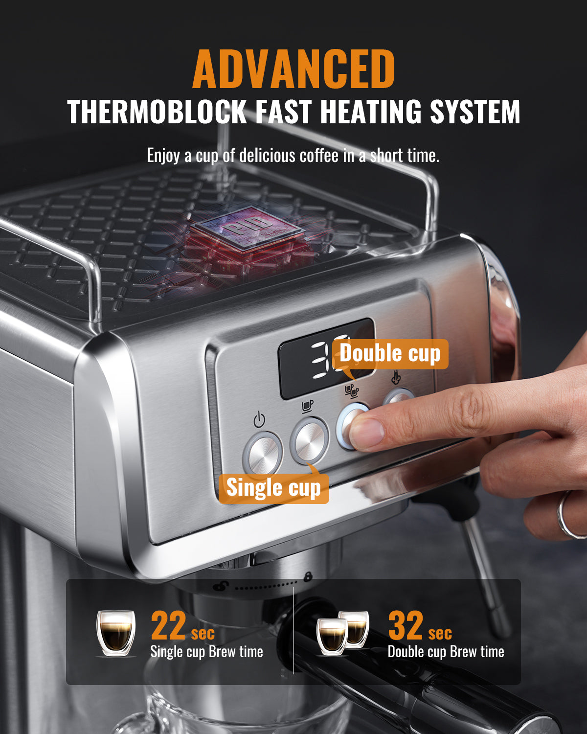SHARDOR® Espresso Machine 20 Bar with Milk Frother Steam Wand