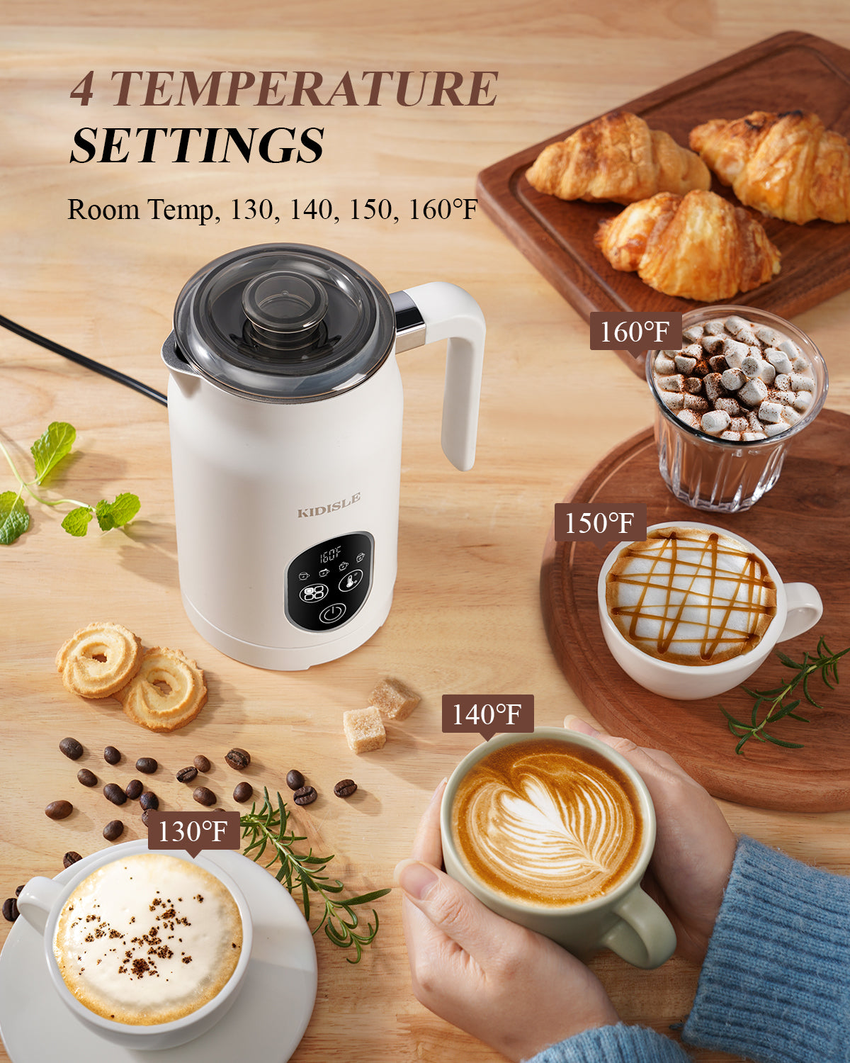KIDISLE® Electric Milk Frother White