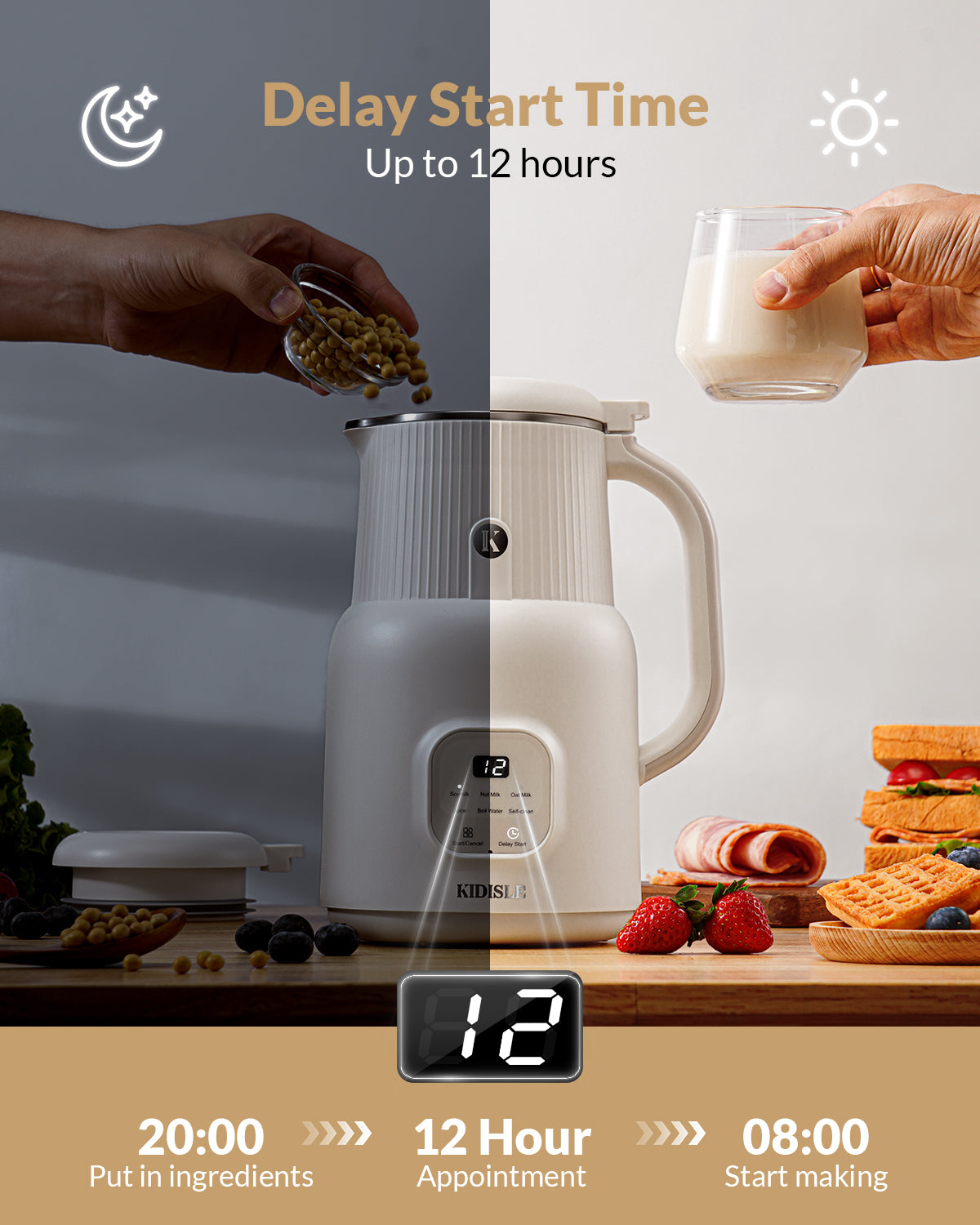 KIDISLE® 6 in 1 Nut Milk Maker , 20oz Homemade Coconut