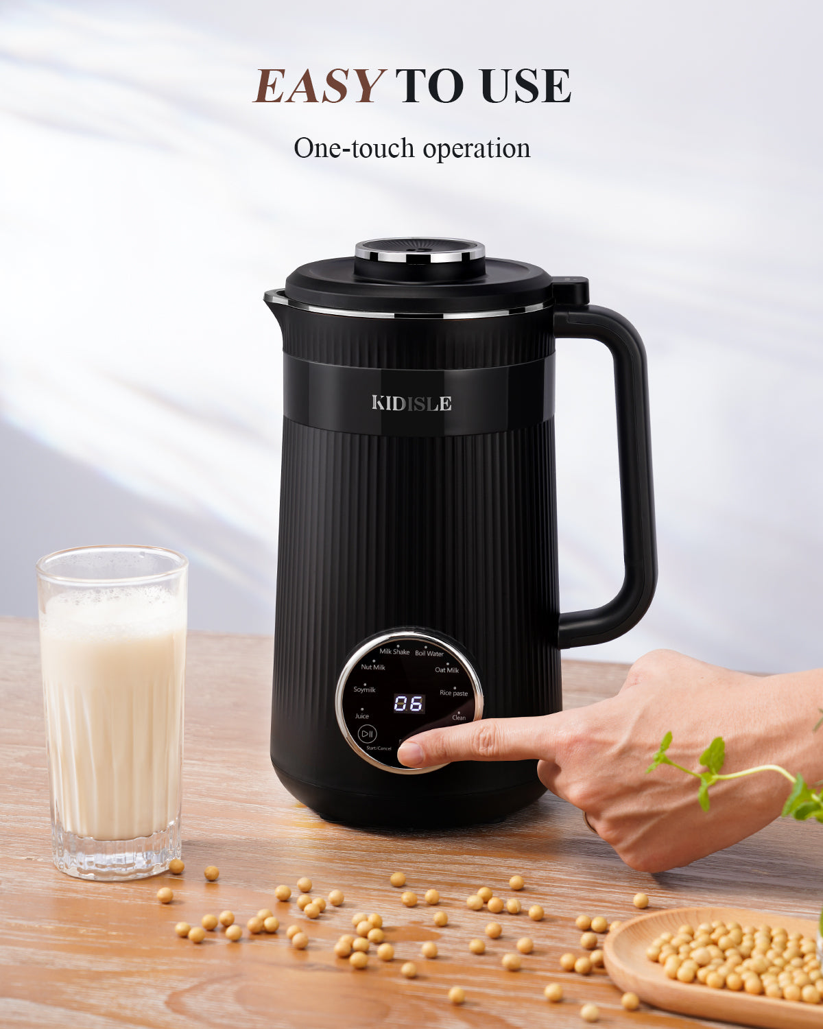 KIDISLE® 32oz Automatic Soy Machine for Homemade Almond Black