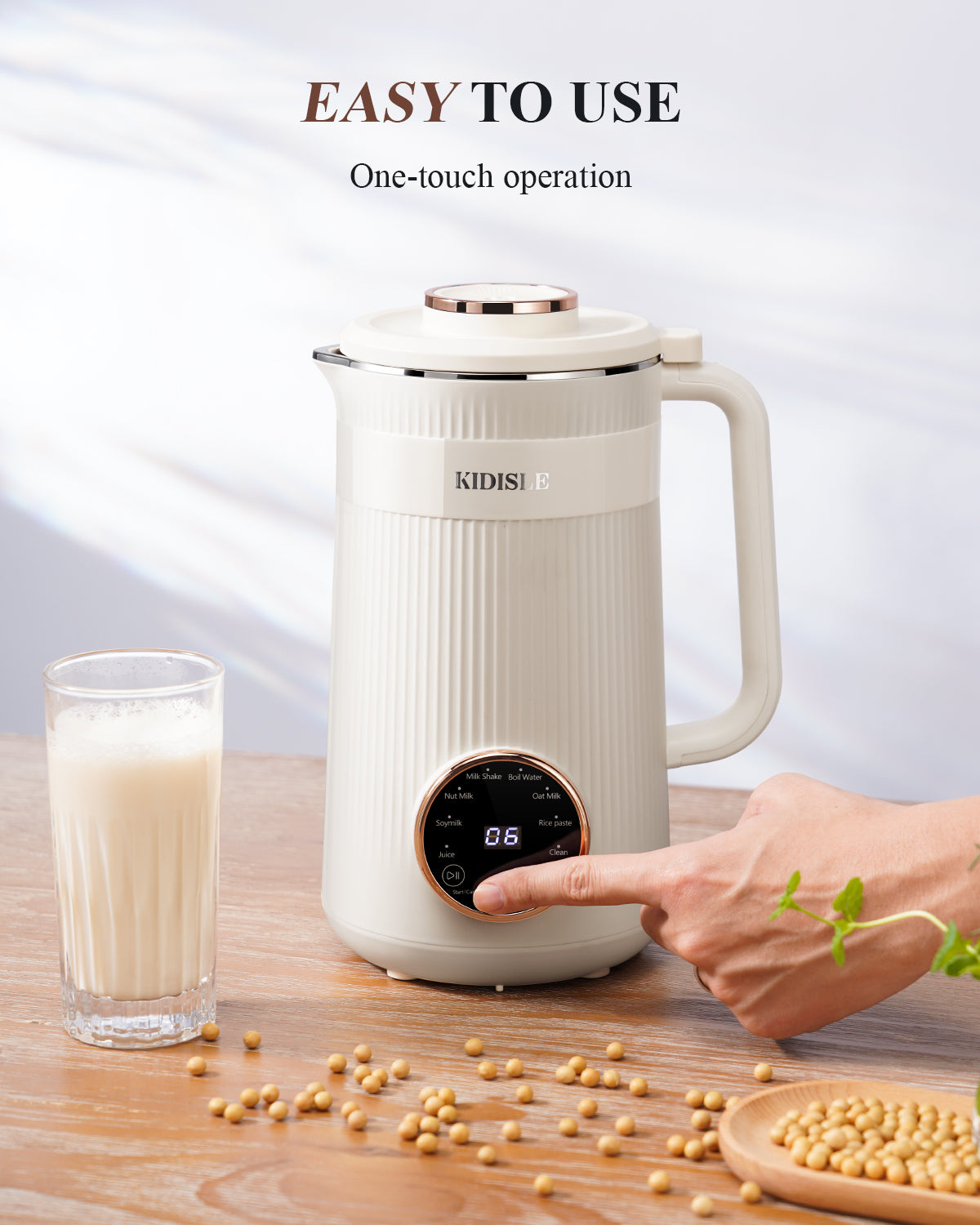KIDISLE® 32oz Automatic Soy Machine for Homemade Almond White