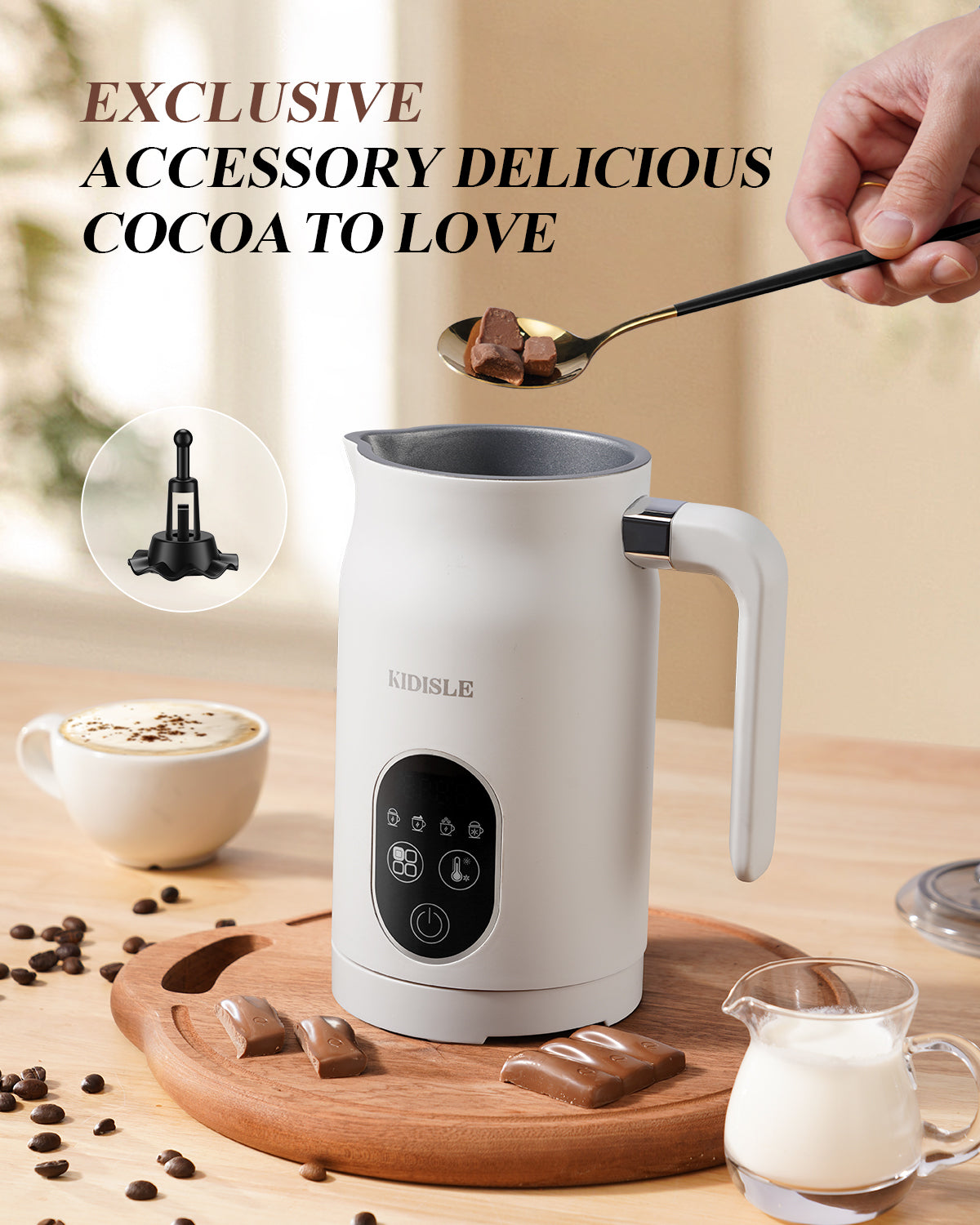 KIDISLE® Electric Milk Frother White