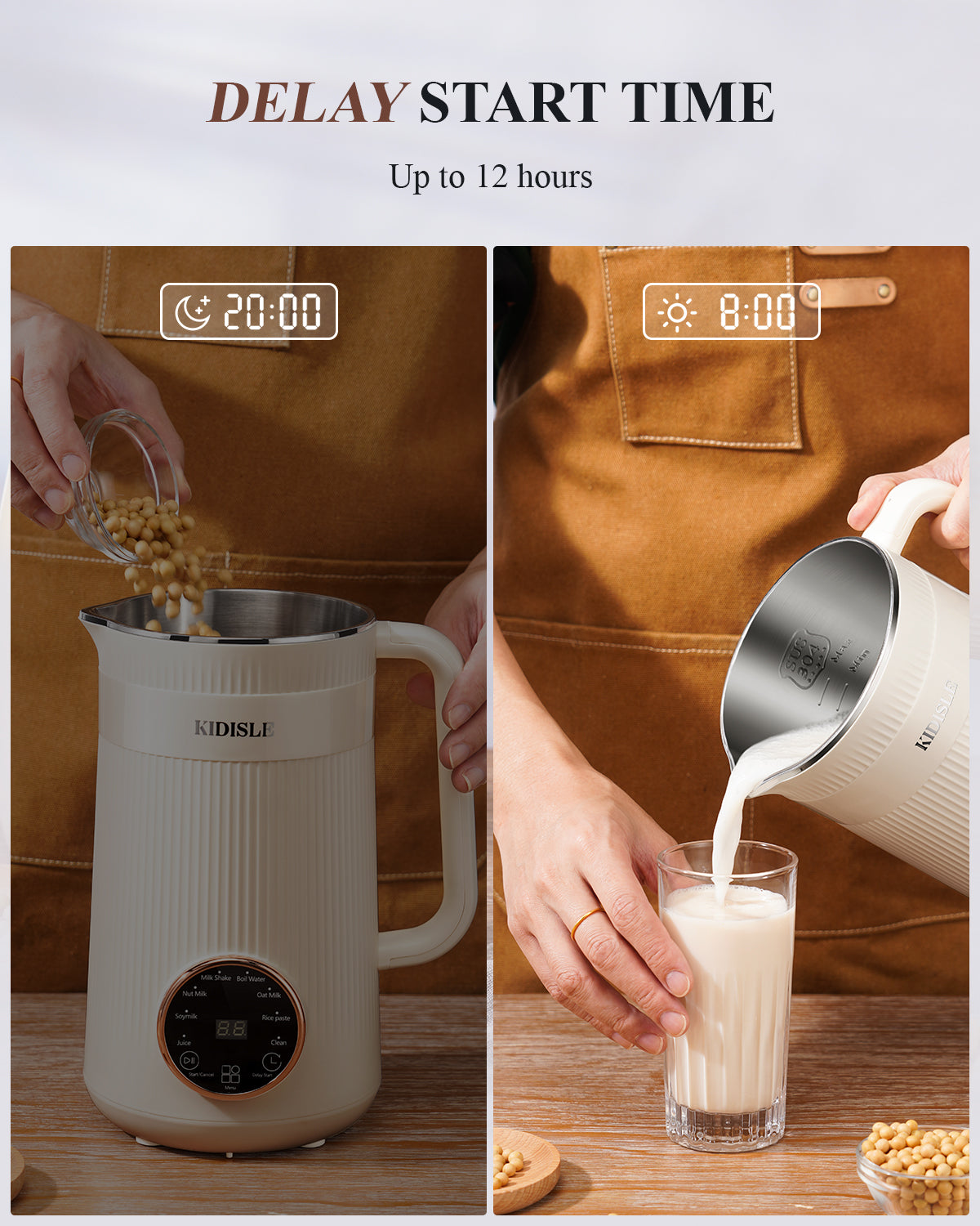 KIDISLE® 32oz Automatic Soy Machine for Homemade Almond White