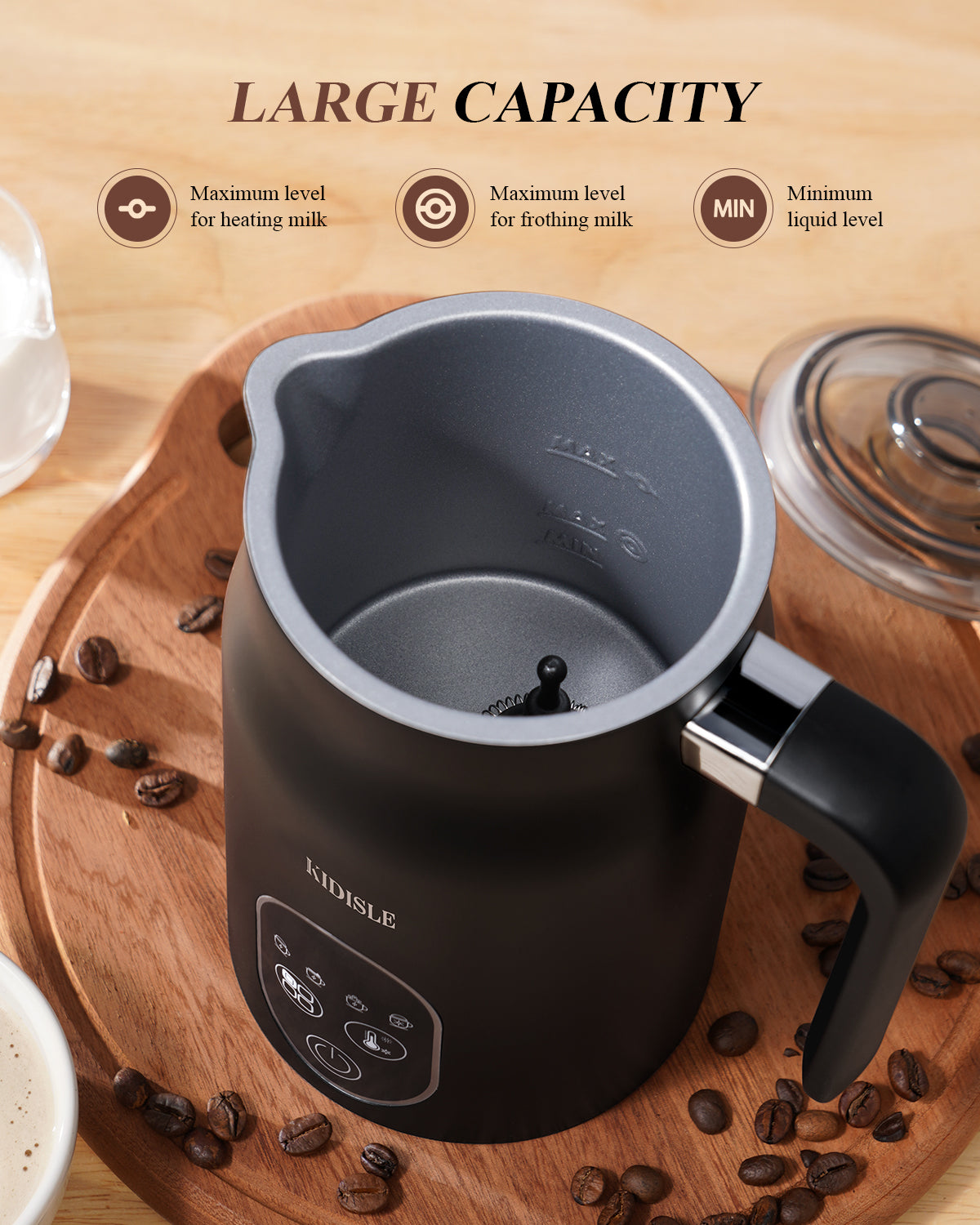 KIDISLE® Electric Milk Frother Black