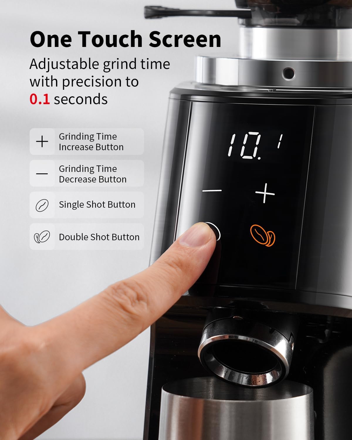 SHARDOR® Professional 64mm Flat Burr Grinder with 100 Grind Settings
