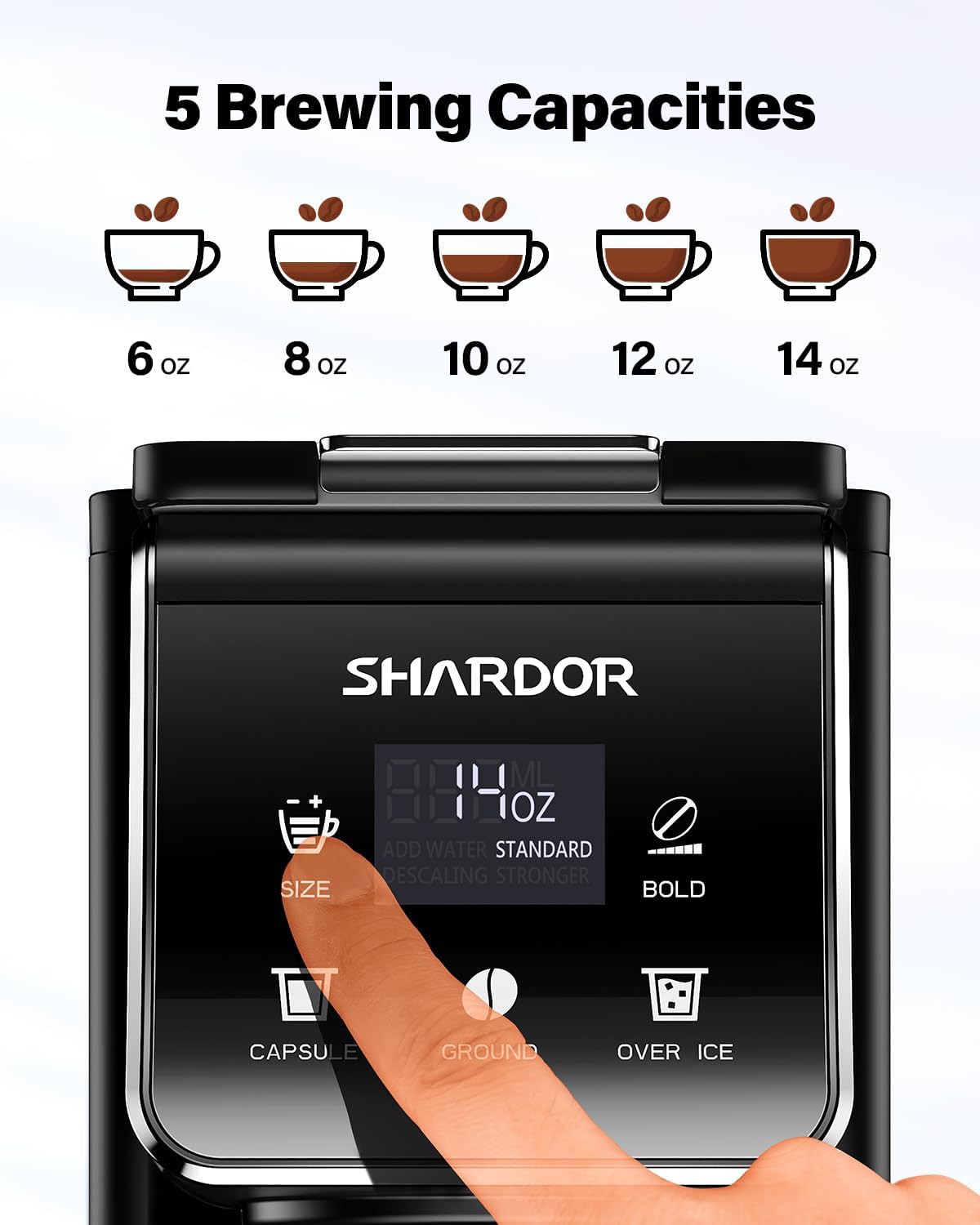SHARDOR® Coffee Maker Hot & Iced for K Cup Pods Black