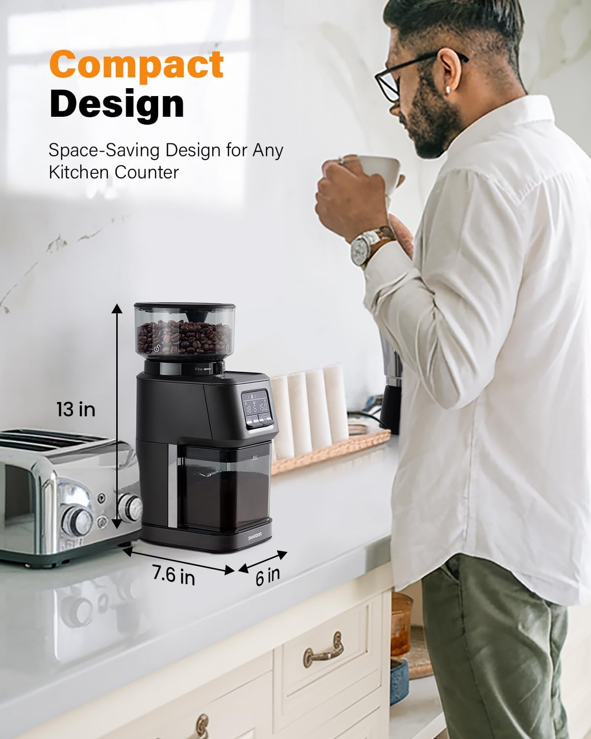 SHARDOR® Coffee Burr Grinder with Smart Dosing Technology Black