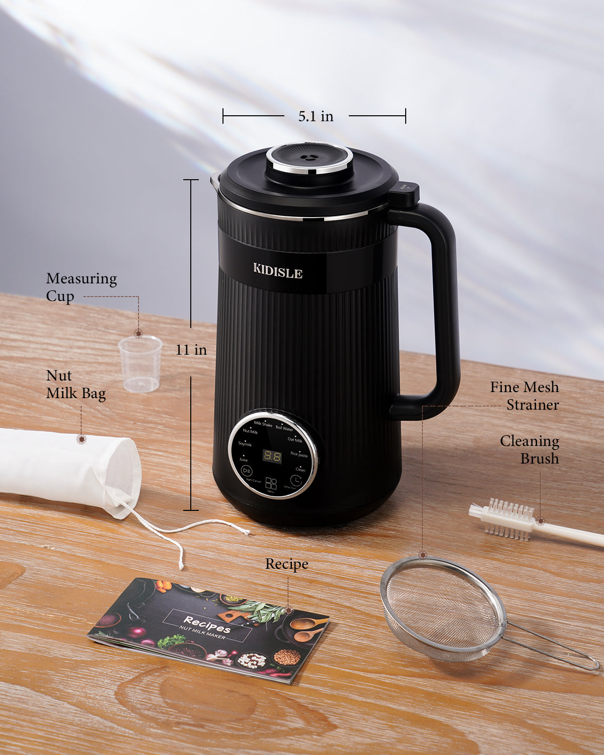 KIDISLE® 32oz Automatic Soy Machine for Homemade Almond Black