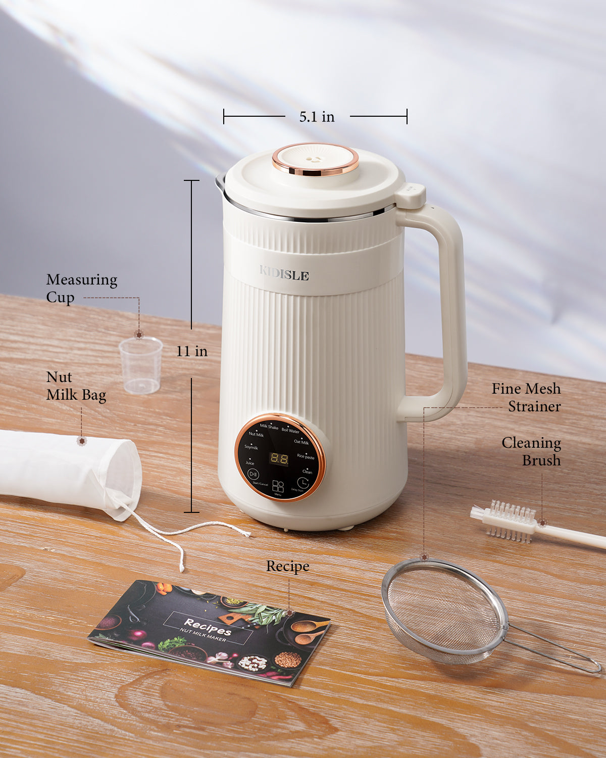 KIDISLE® 32oz Automatic Soy Machine for Homemade Almond White