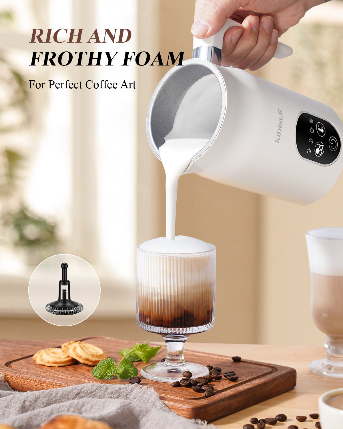 KIDISLE® Electric Milk Frother White