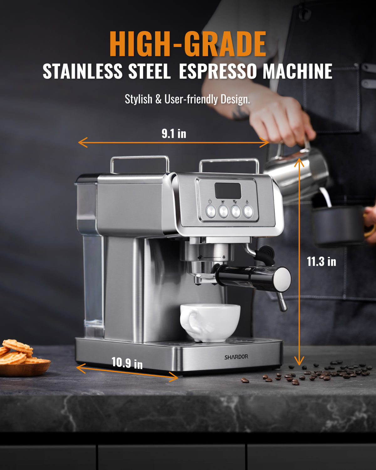 SHARDOR® Espresso Machine 20 Bar with Milk Frother Steam Wand