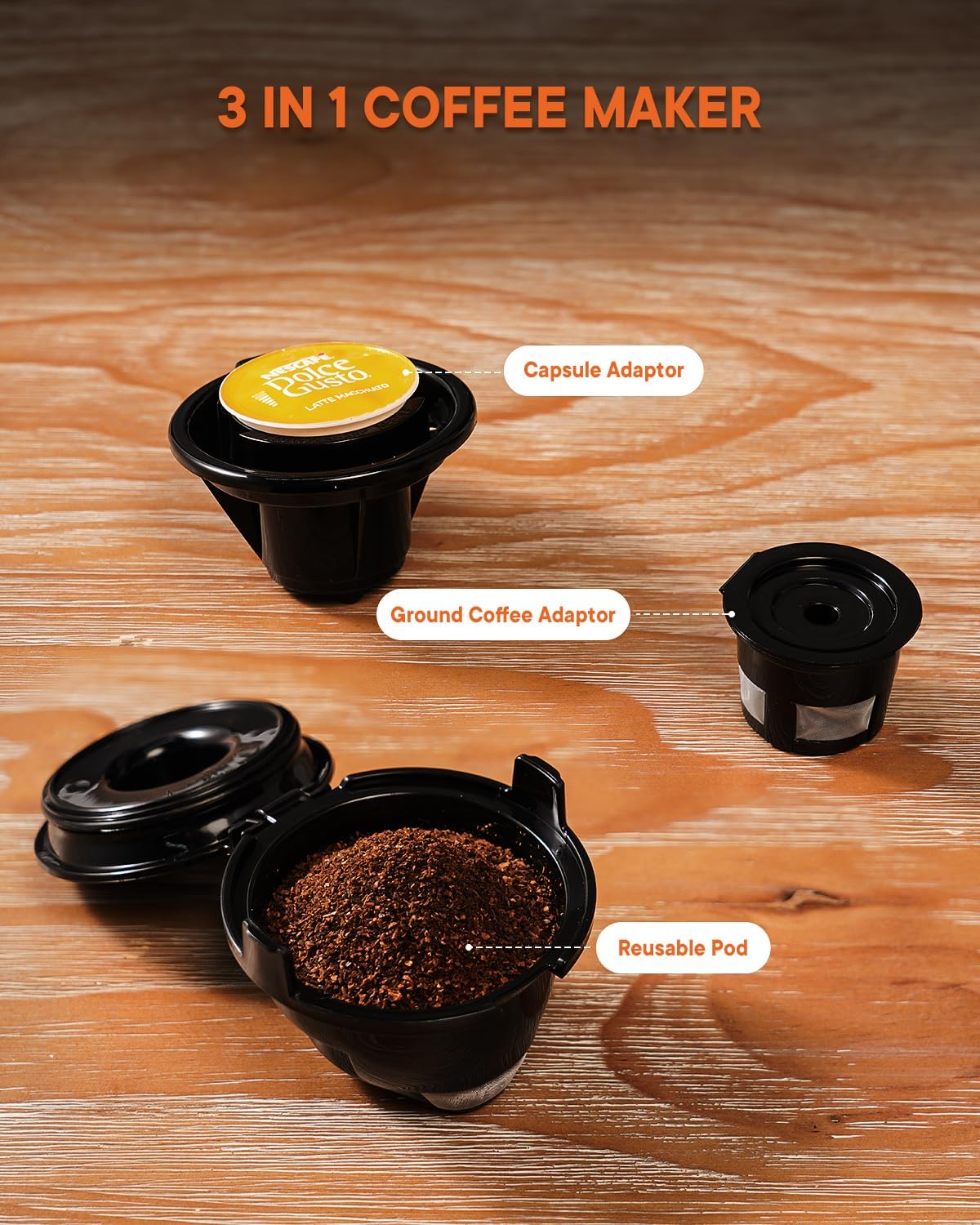 KIDISLE® 3 in 1 Single Serve Coffee Maker for K Cup Pods White