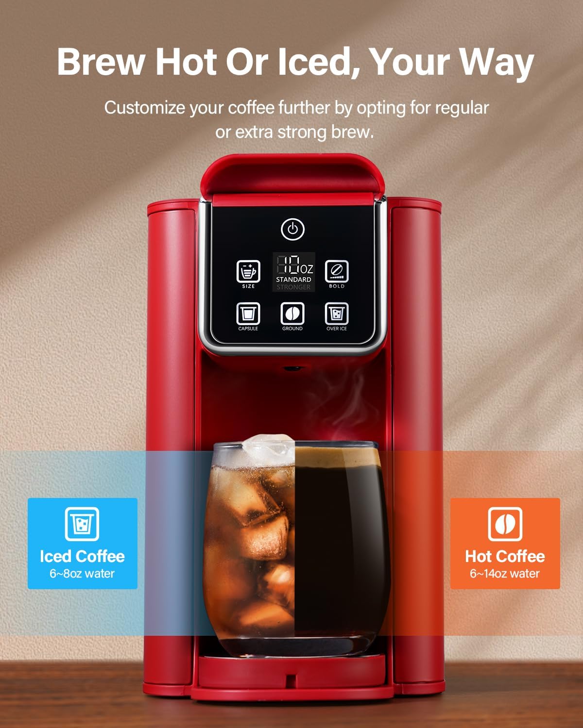 SHARDOR® K Cup Pods Coffee Maker Red