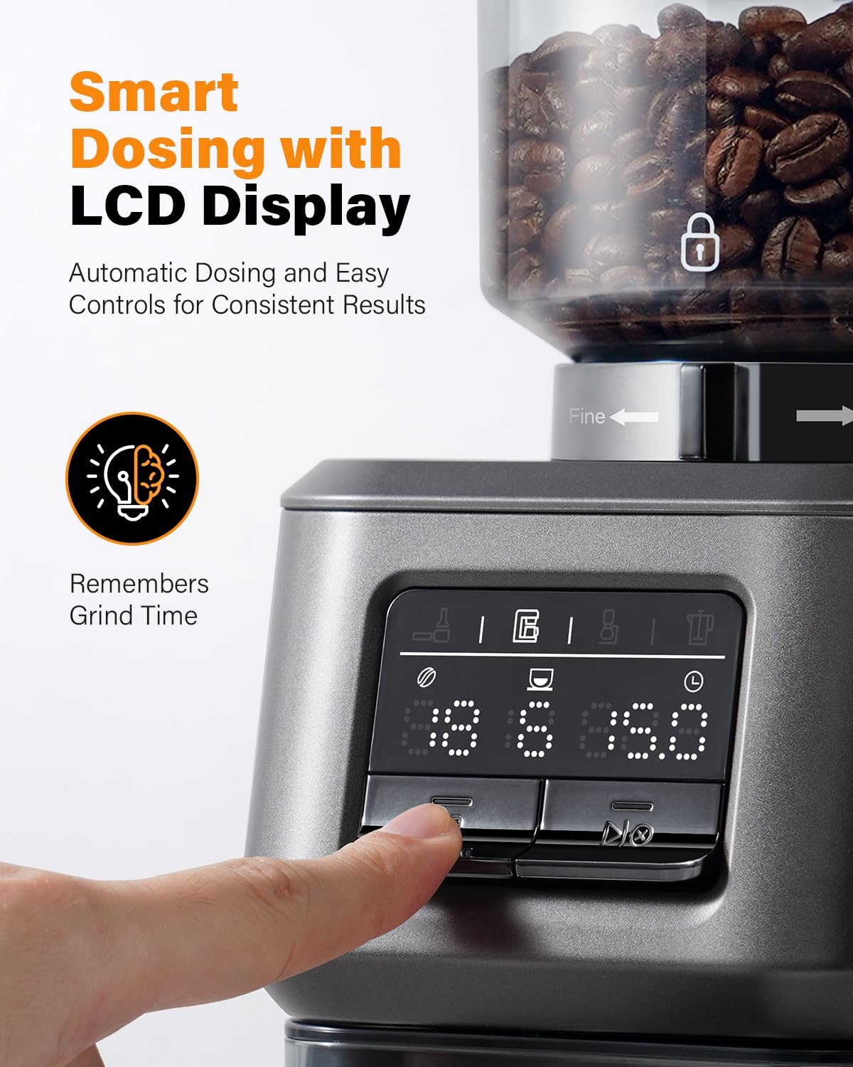 SHARDOR® Coffee Burr Grinder with Smart Dosing Technology Black