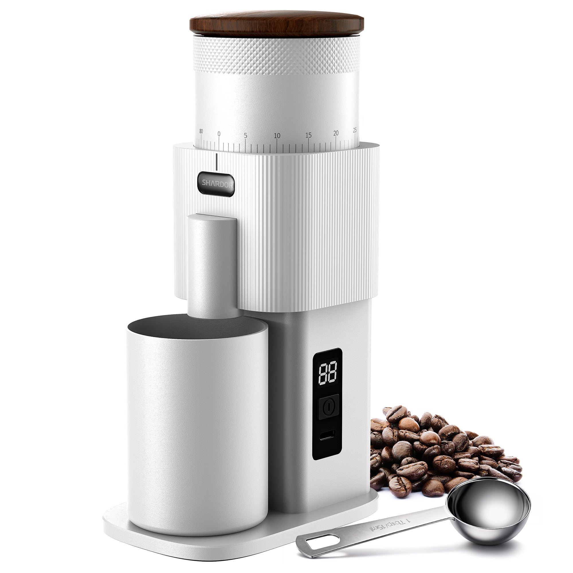 SHARDOR® Coffee Burr Grinder Professional with All-Metal Single-Dose Coffee Grinder – Quiet DC Motor-White
