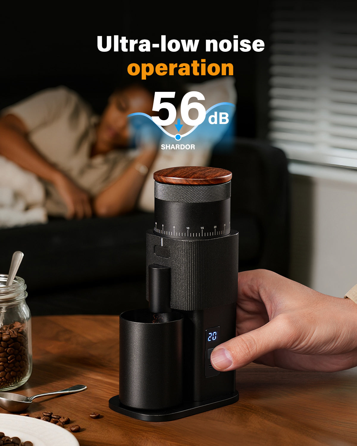 SHARDOR® Coffee Burr Grinder Professional with All-Metal Single-Dose Coffee Grinder – Quiet DC Motor