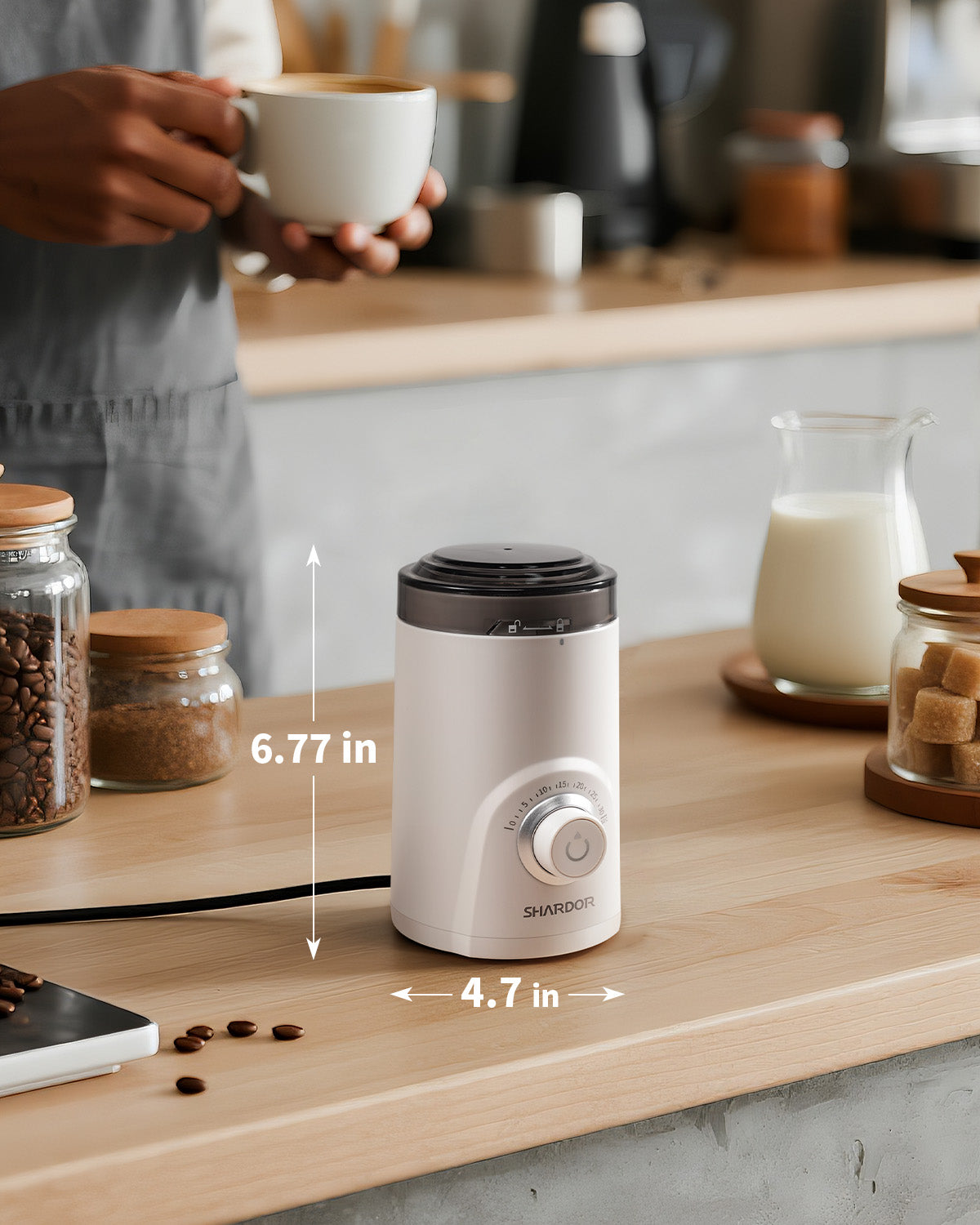 SHARDOR Coffee Blade Grinder with Super Silent Blade and Compact-White