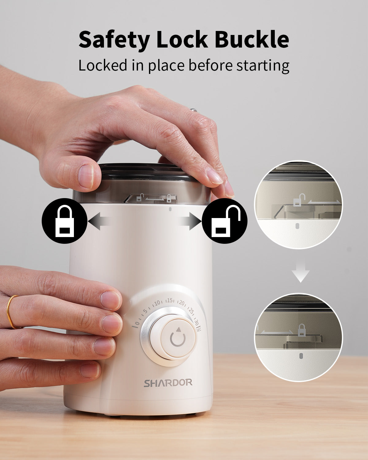 SHARDOR Coffee Blade Grinder with Super Silent Blade and Compact-White