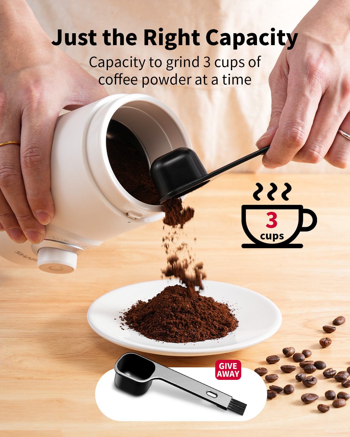SHARDOR Coffee Blade Grinder with Super Silent Blade and Compact-White