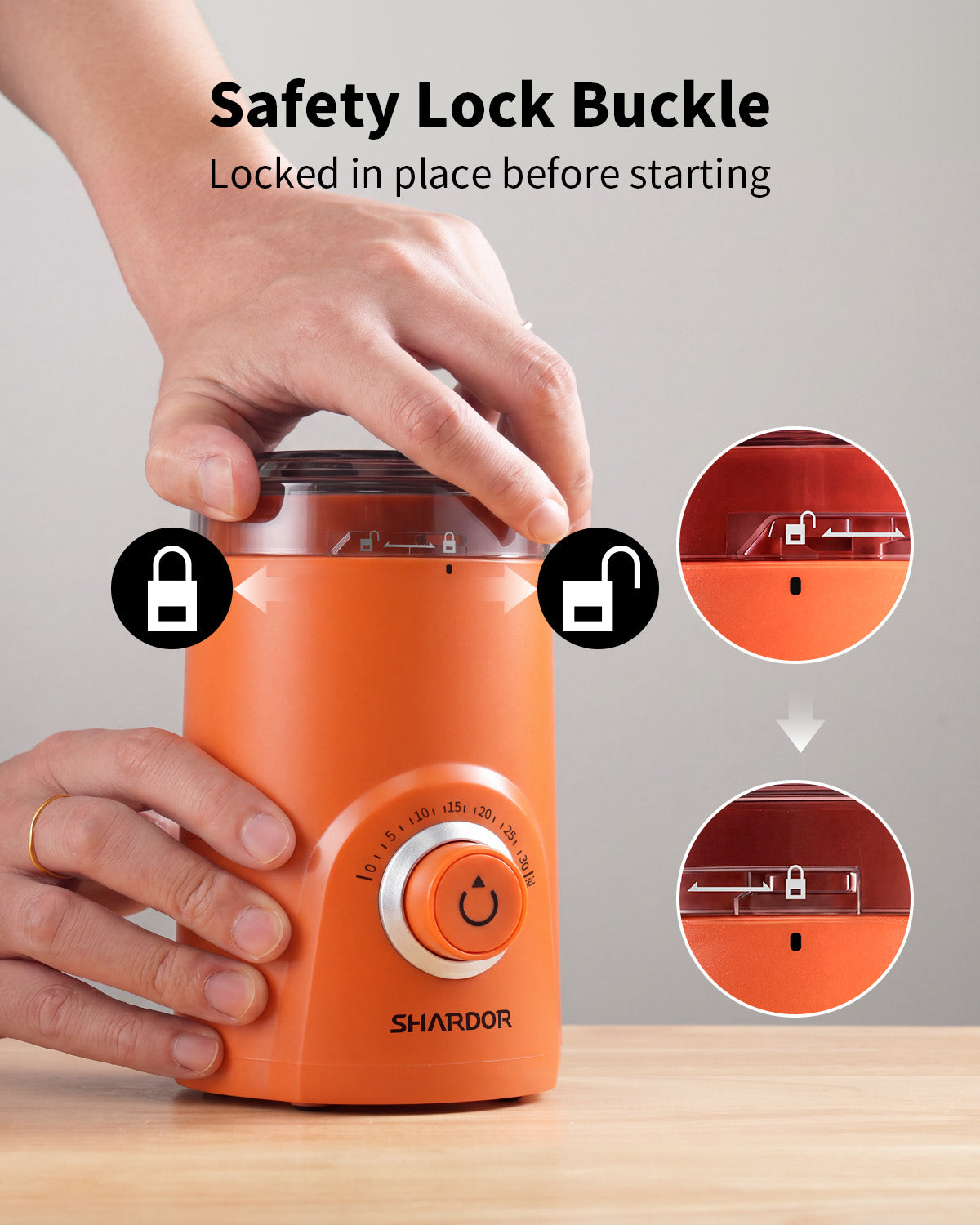 SHARDOR Coffee Blade Grinder with Super Silent Blade and Compact-Orange