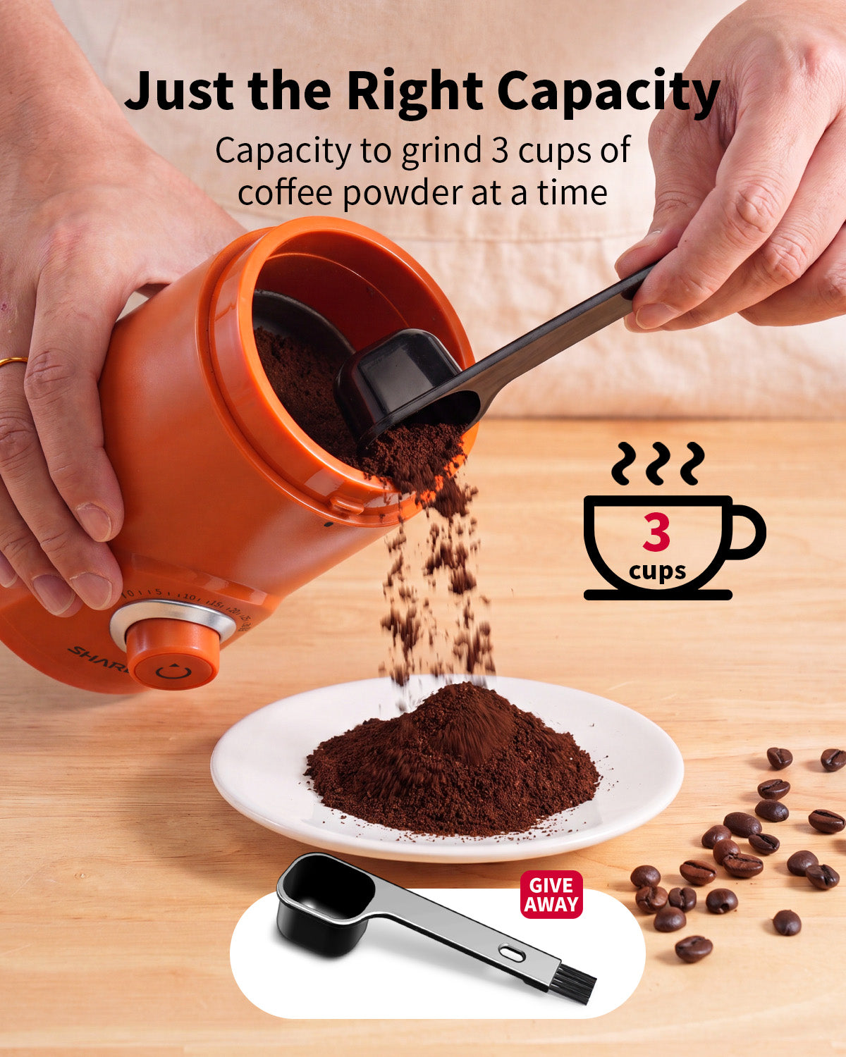 SHARDOR Coffee Blade Grinder with Super Silent Blade and Compact-Orange