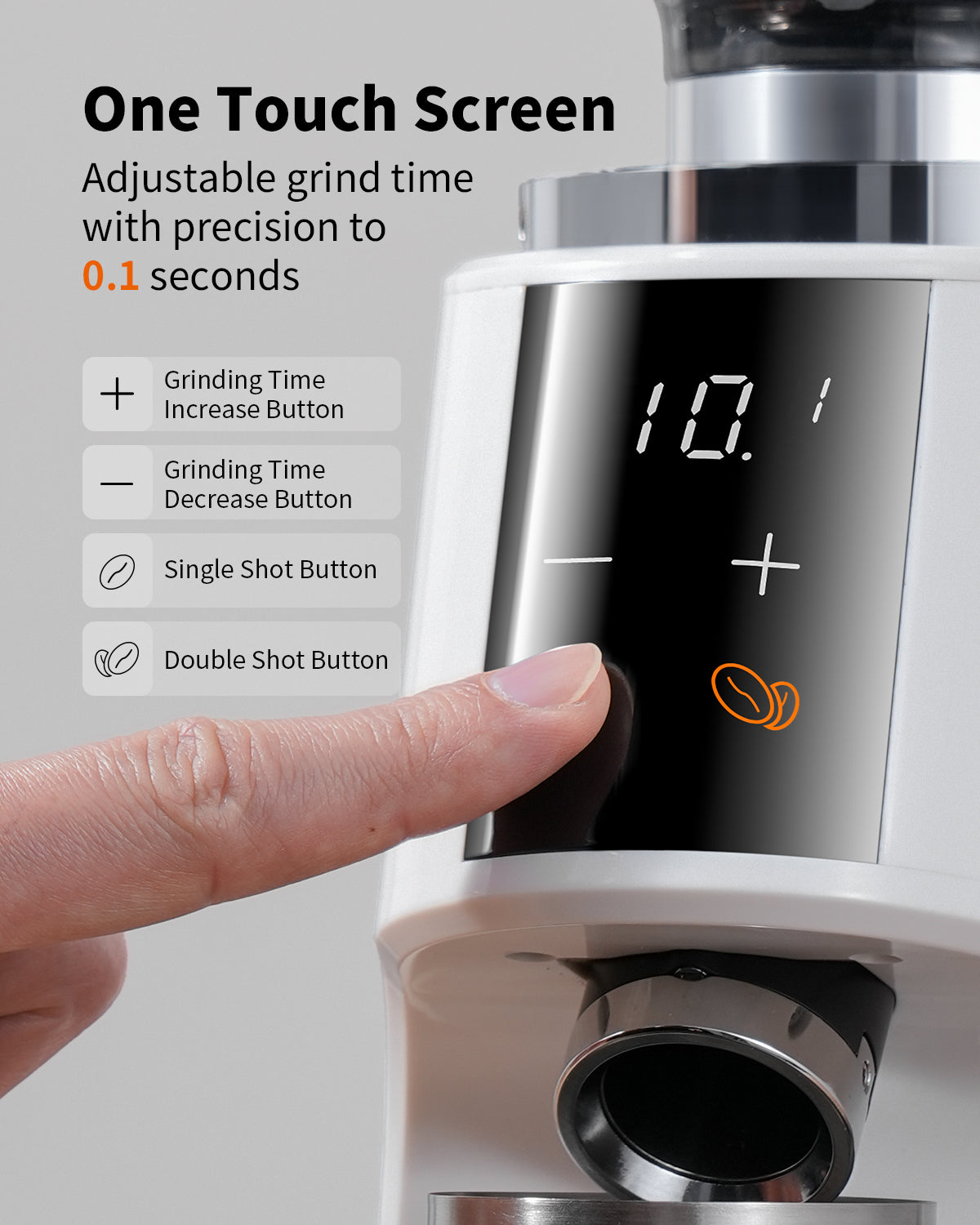 SHARDOR 64mm Flat Burr Coffee Grinder, 100 Settings, Anti-Static, White
