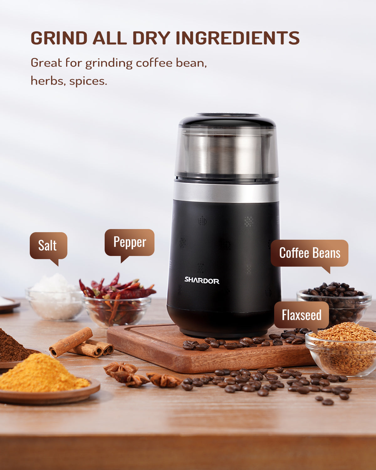 SHARDOR Super Silent Coffee Grinder, Herb, Spice, Electric Coffee Bean