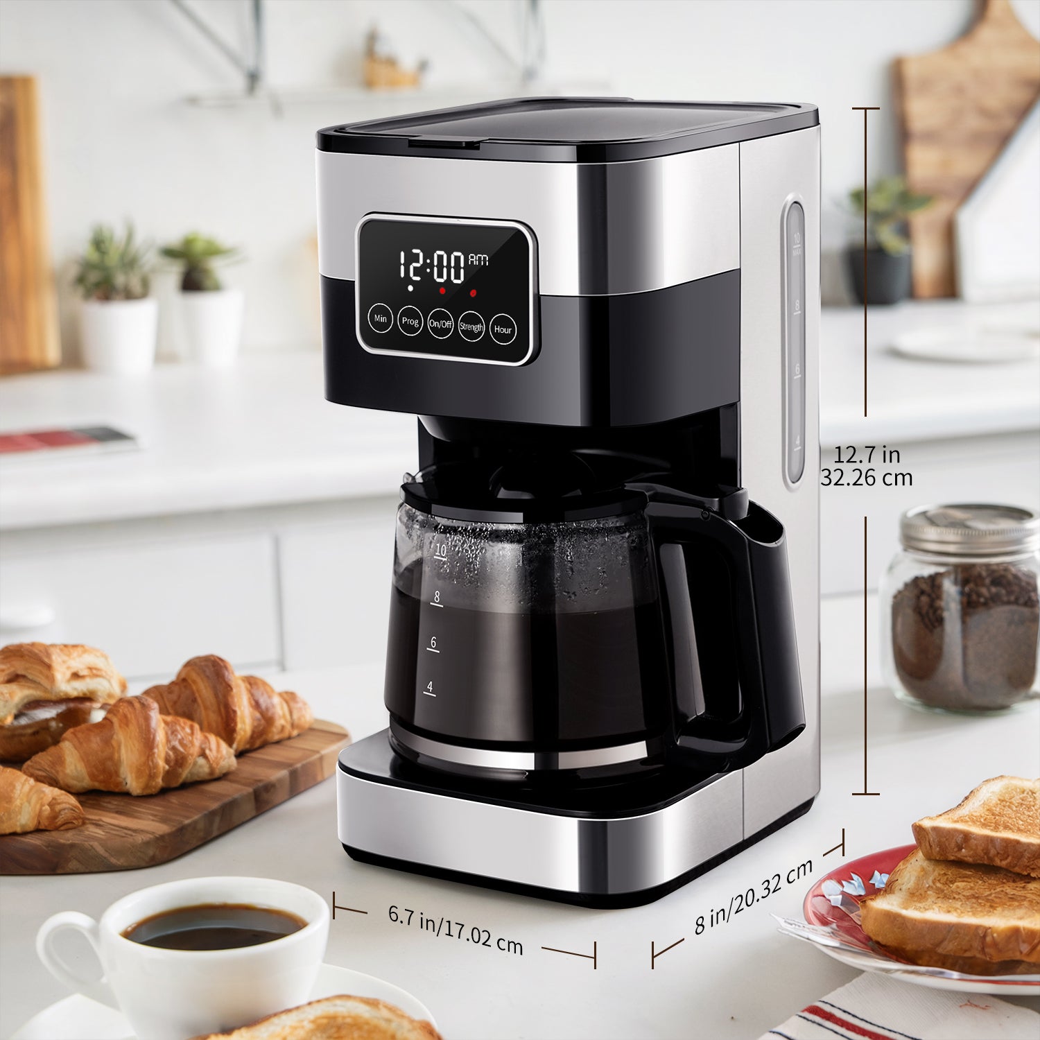 SHARDOR® Drip Coffee Machine with Timer,Silver & Glass Pot