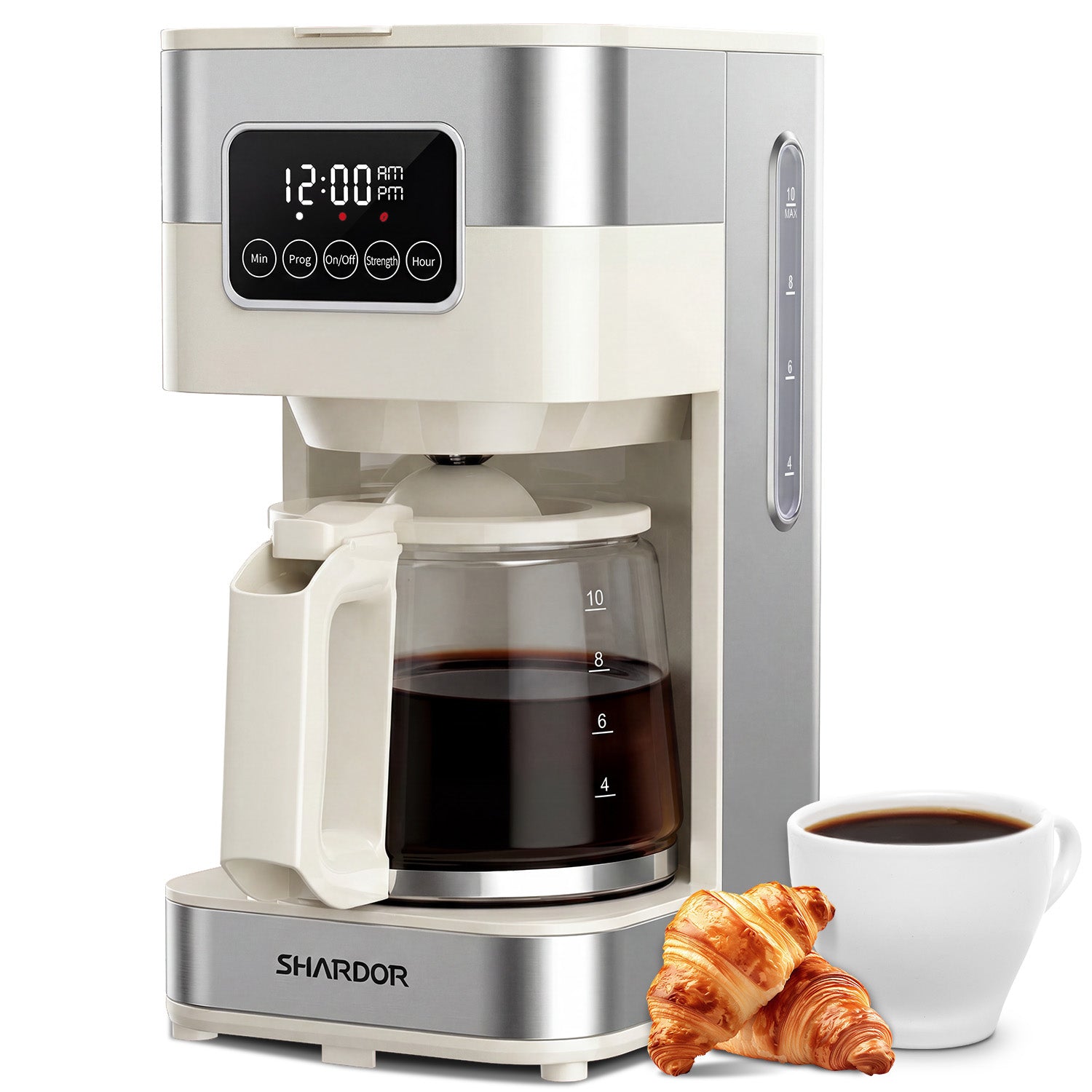 SHARDOR Drip Coffee Machine with Timer, White& Glass Pot