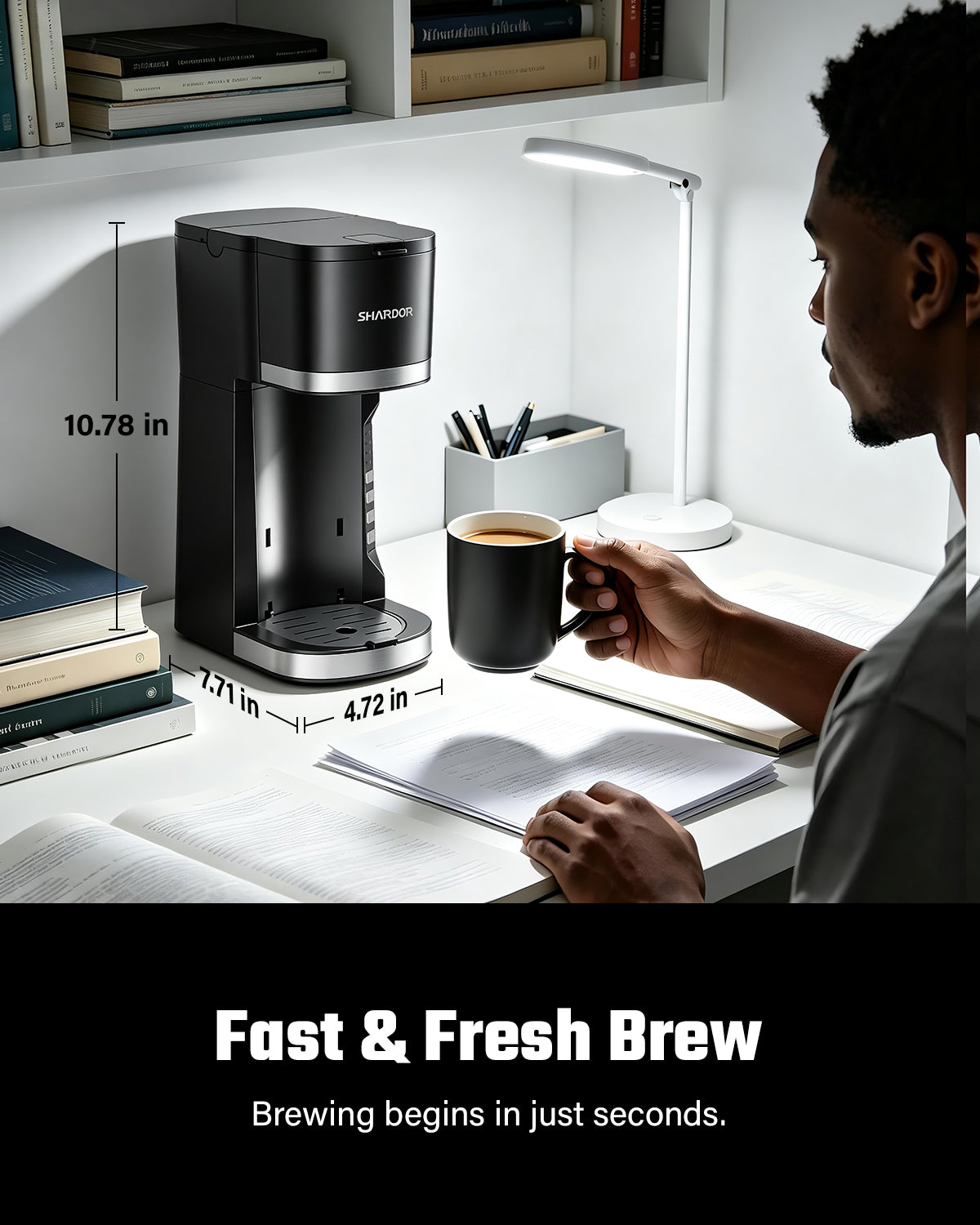 SHARDOR Mini Single Serve Coffee Maker for K-Cup Pods & Grounds