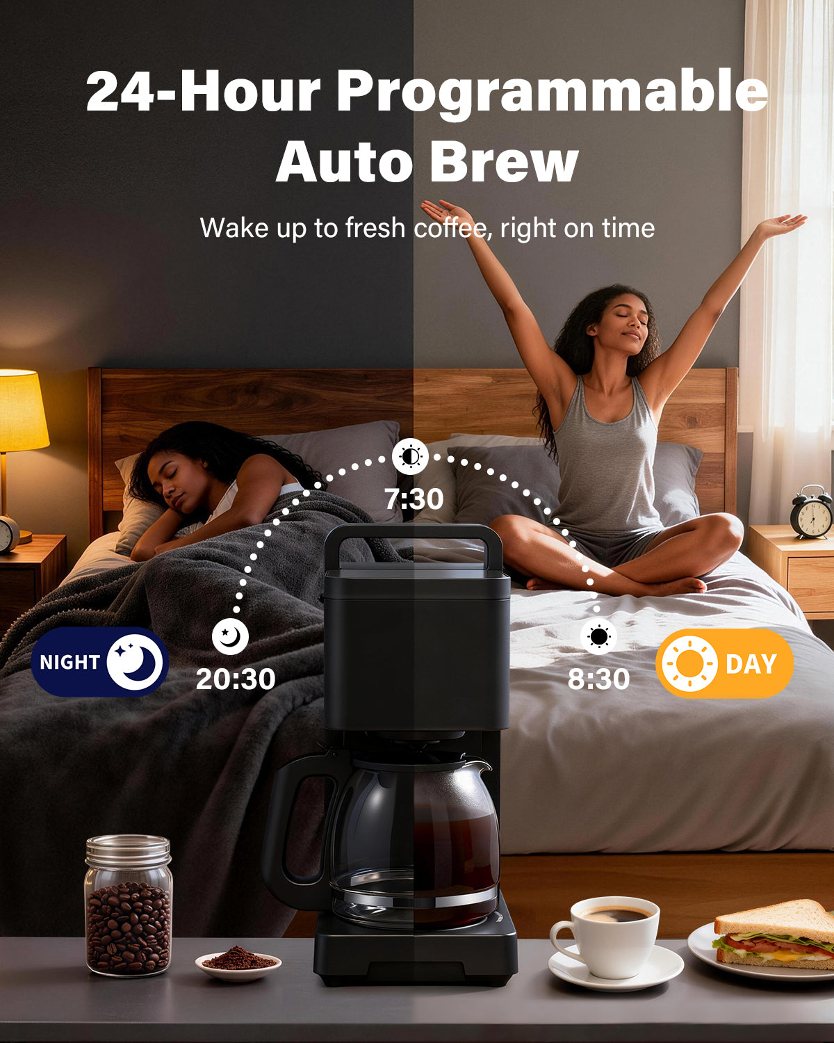 SHARDOR 10-Cup Coffee Maker, Programmable Drip Coffee Machine with 2–10 Cup Setting