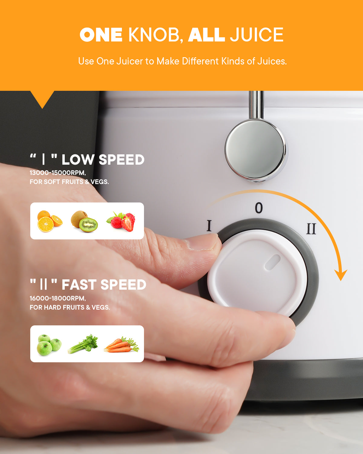 GDOR 800W Juicer Machine with 3 Wide Feed Chute