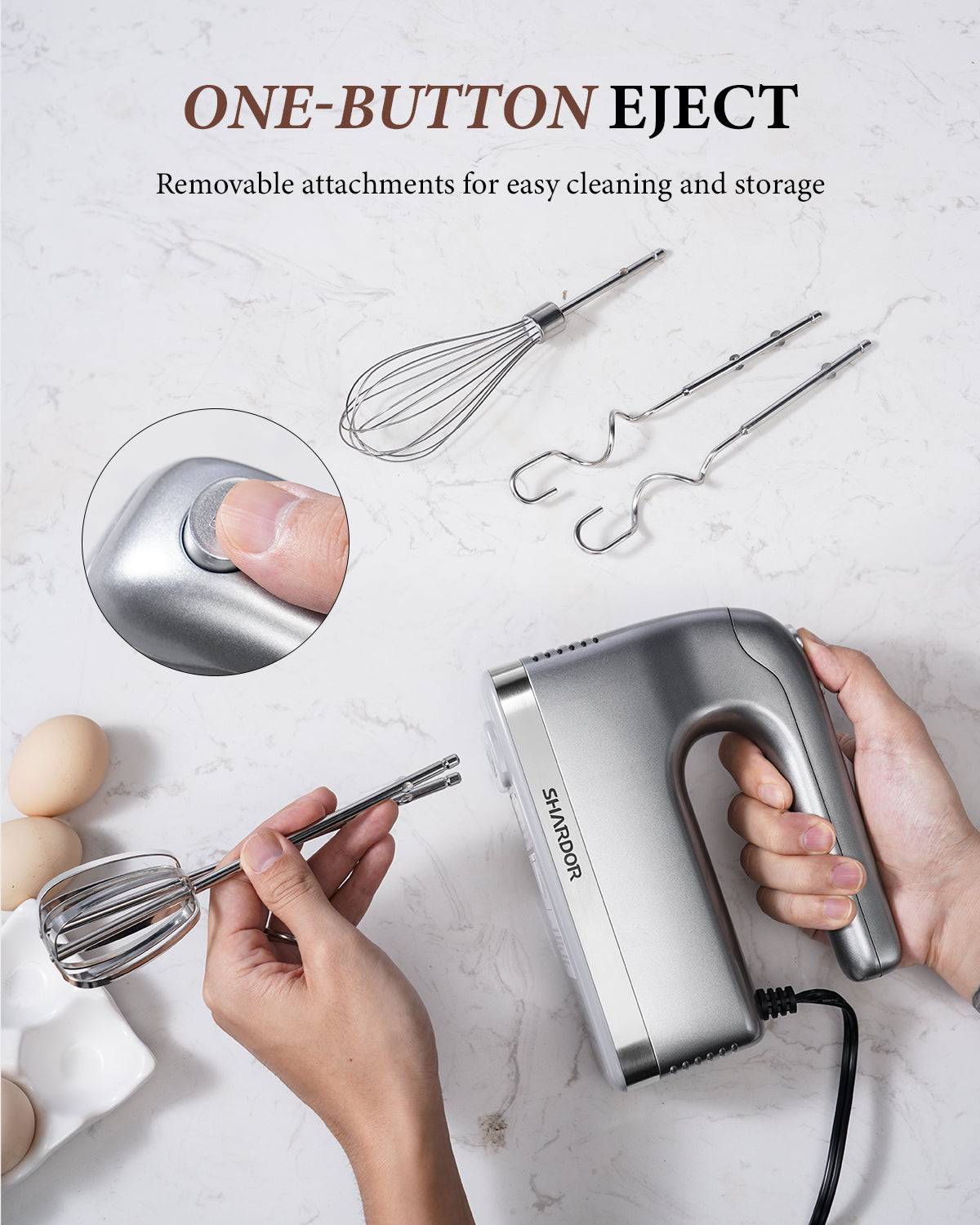 SHARDOR Hand Mixer, 450W Handheld Mixer with Storage Case