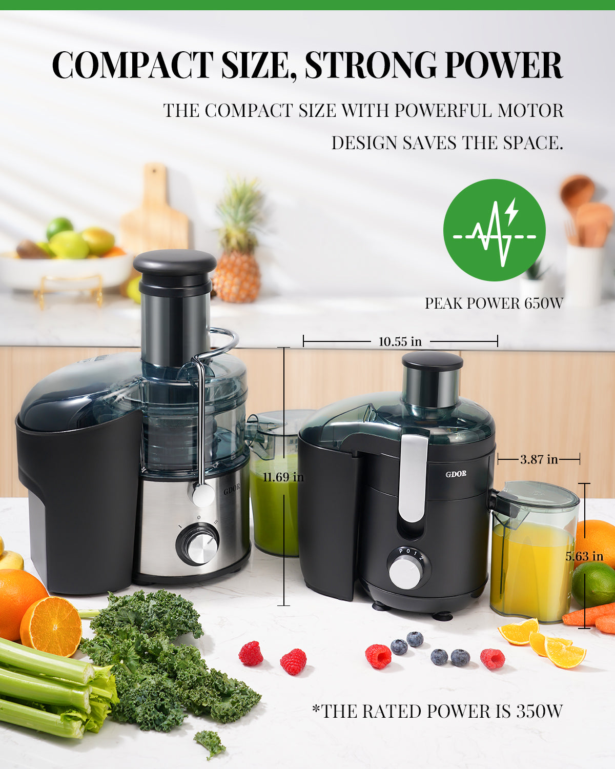 GDOR Electric Centrifugal Juicer with Titanium Enhanced Cut Disc