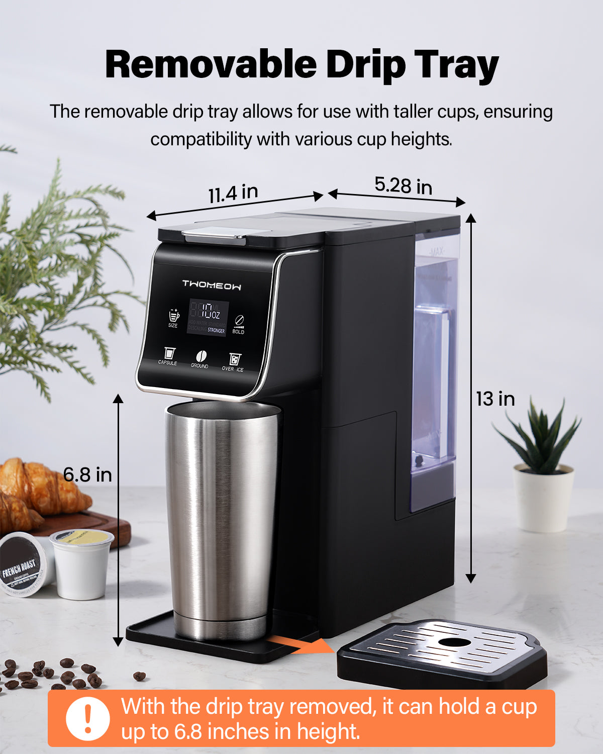 TWOMEOW K Cup Coffee Maker With Bold Setting Black