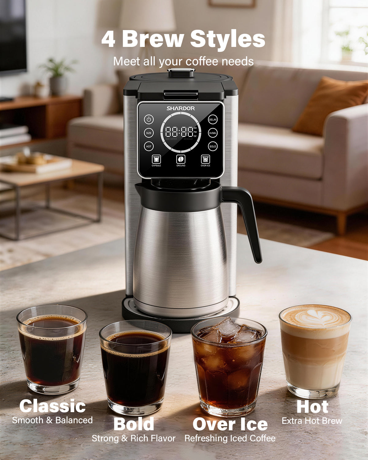 SHIARDOR Programmable Single Serve & Carafe Coffee Maker
