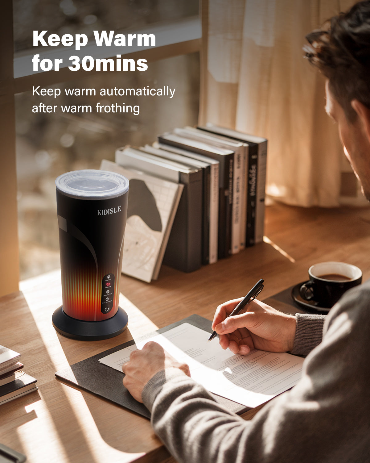 KIDISLE 4-in-1 Electric Milk Frother and Steamer