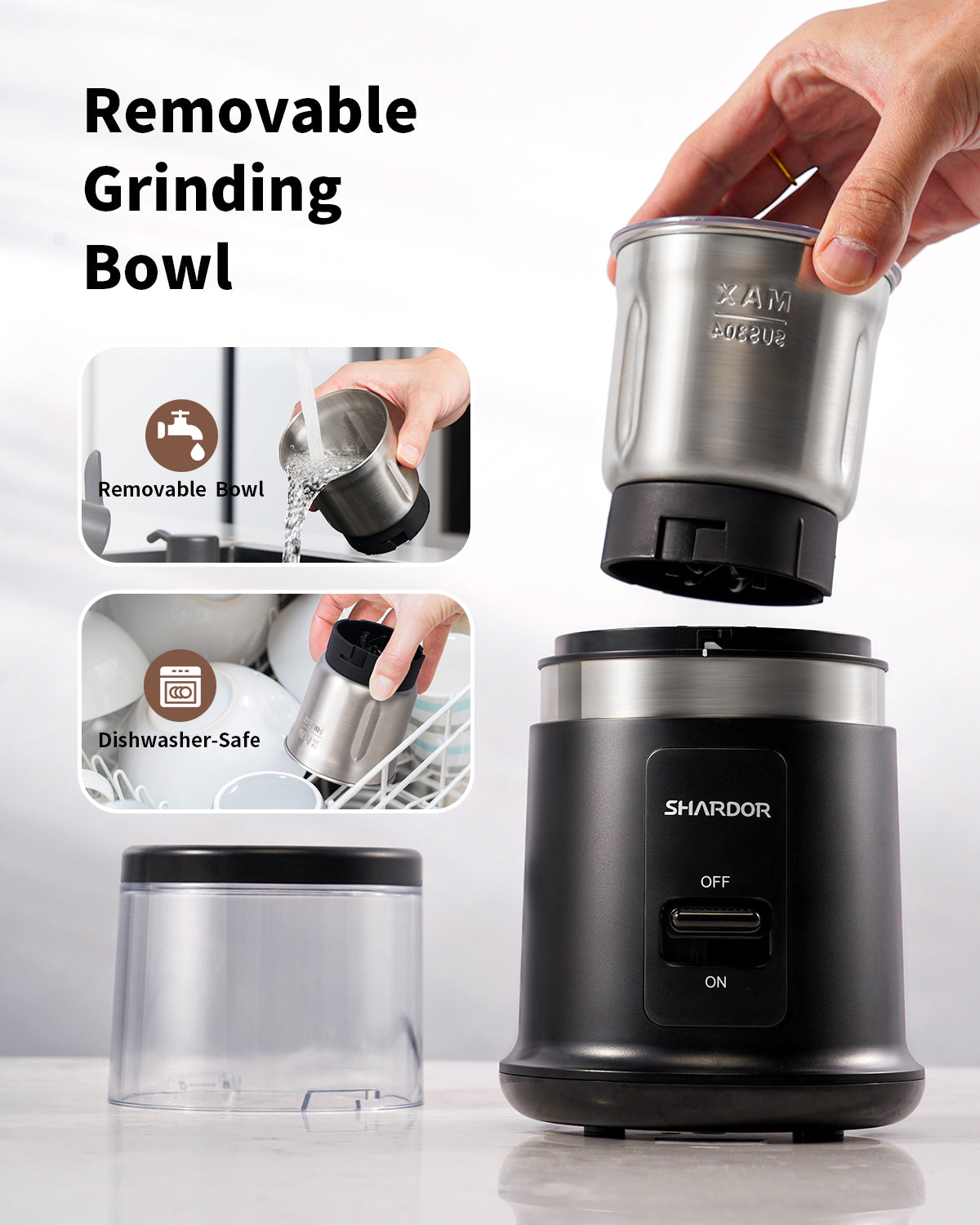 SHARDOR® Coffee Blade Grinder with Finger press