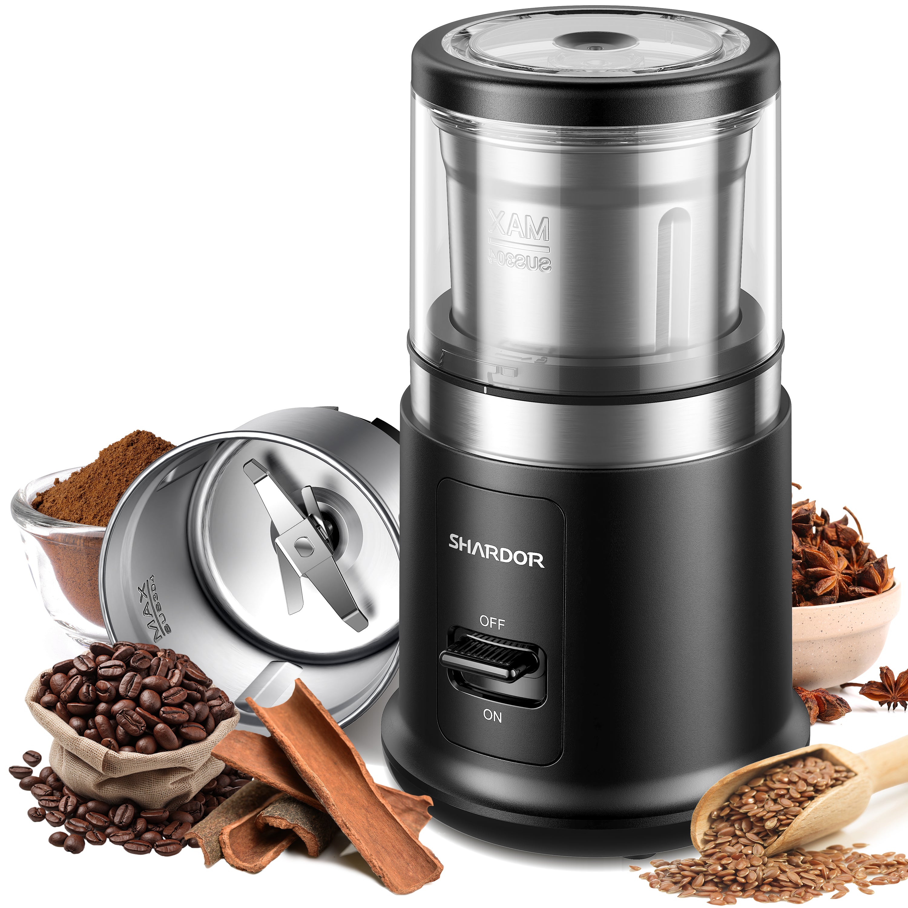 SHARDOR® Coffee Blade Grinder with Finger press